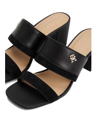 TOMMY HILFIGER TH Sandały sk&oacute;rzane typu mule na szerokim obcasie czarny - Buty damskie - 4