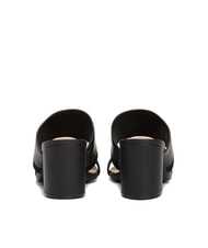 TOMMY HILFIGER TH Sandały sk&oacute;rzane typu mule na szerokim obcasie czarny - Buty damskie - 6