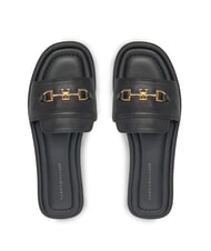 TOMMY HILFIGER TH Sk&oacute;rzane kapcie z logo czarny - Buty damskie - 3