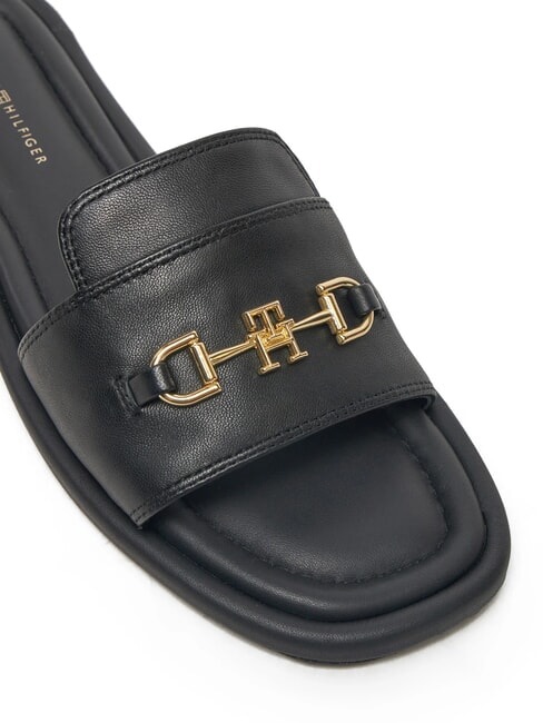 TH Sk&oacute;rzane kapcie z logo czarny - Buty damskie