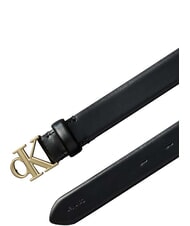 CALVIN KLEIN CK HARDWARE Pasek sk&oacute;rzany czarny / antyczne jasne złoto - Paski - 2
