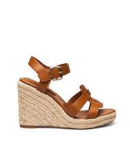 TOMMY HILFIGER TH Sandały sk&oacute;rzane na wysokim koturnie espadryle koniakowy brąz - Buty damskie - 3