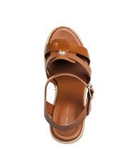 TOMMY HILFIGER TH Sandały sk&oacute;rzane na wysokim koturnie espadryle koniakowy brąz - Buty damskie - 4