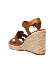 TOMMY HILFIGER TH Sandały sk&oacute;rzane na wysokim koturnie espadryle koniakowy brąz - Buty damskie - 5