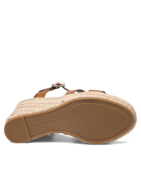 TH Sandały sk&oacute;rzane na wysokim koturnie espadryle koniakowy brąz - Buty damskie