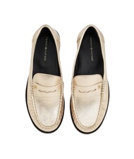 TOMMY HILFIGER TH METALLIC Metaliczne sk&oacute;rzane mokasyny złoto - Buty damskie - 3