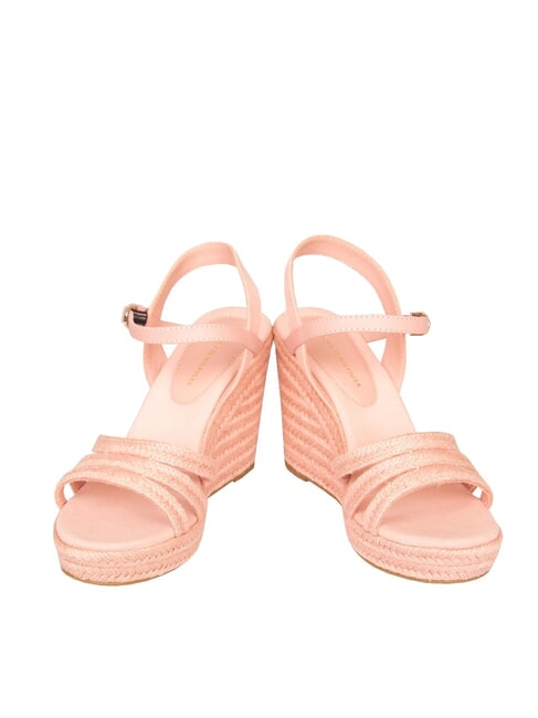 ELENA Sandały na koturnie z espadryli r&oacute;żowy - Buty damskie