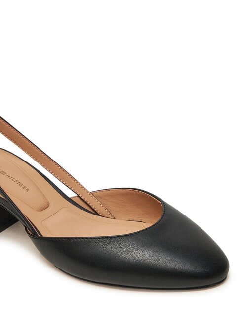 ELEGANT Sk&oacute;rzane cz&oacute;łenka z paskiem na piętę czarny - Buty damskie