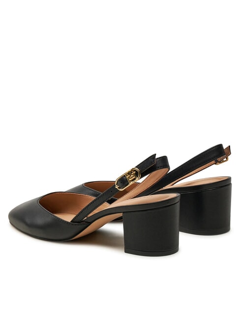ELEGANT Sk&oacute;rzane cz&oacute;łenka z paskiem na piętę czarny - Buty damskie