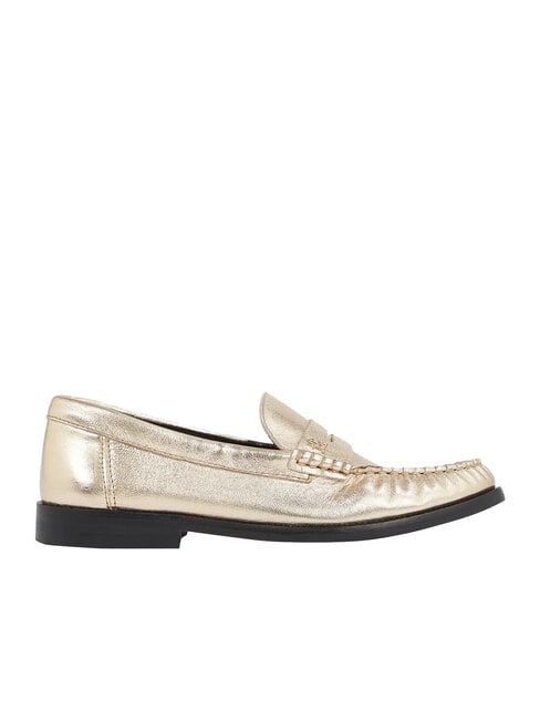 TH METALLIC Metaliczne sk&oacute;rzane mokasyny złoto - Buty damskie