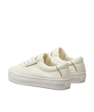 TOMMY HILFIGER ESSENTIAL Trampki na platformie z pł&oacute;tna ecru - Buty damskie - 5