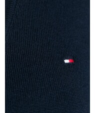TOMMY HILFIGER TH Sweter damski z dekoltem w serek niebieski - Koszulki damskie - 3