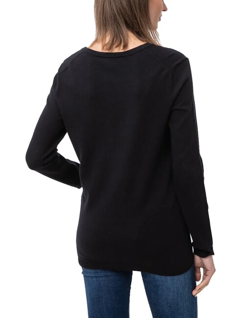 TH Sweter damski z dekoltem w serek Tommy Black - Koszulki damskie