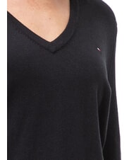 TOMMY HILFIGER TH Sweter damski z dekoltem w serek Tommy Black - Koszulki damskie - 3