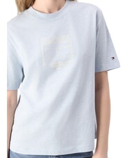 TOMMY HILFIGER OUTLINE FLAG TEE Koszulka z kr&oacute;tkim rękawem o regularnym kroju lodowoniebieski wrzos - Koszulki i topy damskie - 3