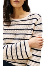 TOMMY HILFIGER POINTELLE CROCHET Lekki sweter w paski biały porcelanowy niebieski pasek - Koszulki damskie - 3