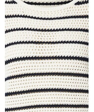 TOMMY HILFIGER POINTELLE CROCHET Lekki sweter w paski biały porcelanowy niebieski pasek - Koszulki damskie - 4