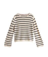 TOMMY HILFIGER POINTELLE CROCHET Lekki sweter w paski biały porcelanowy niebieski pasek - Koszulki damskie - 5