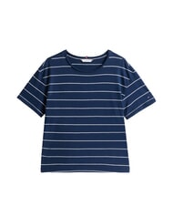 TOMMY HILFIGER TH MODERN Koszulka z nadrukiem z mieszanki lnu breton ecru/ciemnonocny granat stp - Koszulki i topy damskie - 4