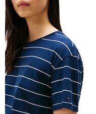 TOMMY HILFIGER TH MODERN Koszulka z nadrukiem z mieszanki lnu breton ecru/ciemnonocny granat stp - Koszulki i topy damskie - 3