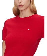 TOMMY HILFIGER TH Koszulka bawełniana podstawowy czerwony - Koszulki i topy damskie - 4
