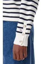 TOMMY HILFIGER VARSITY Bawełniany sweter z okrągłym dekoltem i logo starożytna biel - Koszulki damskie - 4