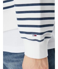 TOMMY HILFIGER SCRIPT LOGO Bluza z kapturem z bawełny zapinana na suwak ecru / granatowy pasek - Bluzy damskie - 4