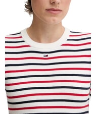 TOMMY HILFIGER TH JEANS Koszula bawełniana z kr&oacute;tkim rękawem biało-granatowy pasek - Koszulki i topy damskie - 3