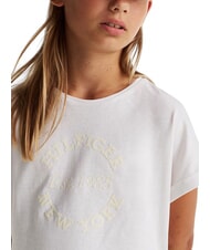 TOMMY HILFIGER KIDS BIMBA Koszulka z kr&oacute;tkim rękawem i wytłoczonym logo biały - Koszulka dziecięca - 3