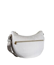 BORBONESE LUNA BAG MIDDLE ECO LINE Torba na ramię biała bawełna - Torby damskie - 2