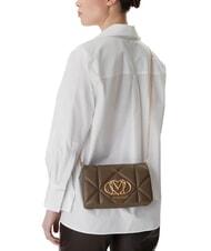 LOVE MOSCHINO EMBOSSED Torba na ramię z klapką błoto - Torby damskie - 5