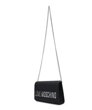 LOVE MOSCHINO SMART DAILY Kopert&oacute;wka z łańcuszkowym paskiem na ramię czarny lakier - Torby damskie - 4