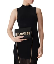 LOVE MOSCHINO SMART DAILY Kopert&oacute;wka z łańcuszkowym paskiem na ramię Czarny - Torby damskie - 5