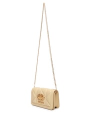 LOVE MOSCHINO EMBOSSED Mała metalowa torba na ramię masło - Portfele damskie - 4