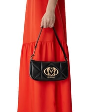 LOVE MOSCHINO EMBOSSED Mała torba na ramię Czarny - Torby damskie - 5