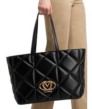 LOVE MOSCHINO EMBOSSED Torba na zakupy na ramię Czarny - Torby damskie - 5