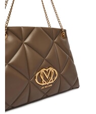 LOVE MOSCHINO EMBOSSED Torba na ramię z uchwytami łańcuszkowymi błoto - Torby damskie - 3