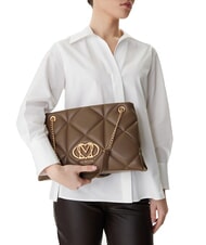 LOVE MOSCHINO EMBOSSED Torba na ramię z uchwytami łańcuszkowymi błoto - Torby damskie - 5