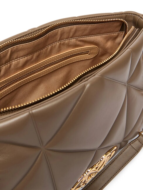 EMBOSSED Torba na ramię z uchwytami łańcuszkowymi błoto - Torby damskie