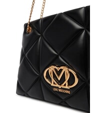 LOVE MOSCHINO EMBOSSED Torba na ramię z uchwytami łańcuszkowymi Czarny - Torby damskie - 3