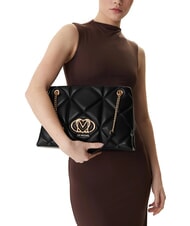LOVE MOSCHINO EMBOSSED Torba na ramię z uchwytami łańcuszkowymi Czarny - Torby damskie - 5