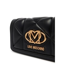 LOVE MOSCHINO EMBOSSED Mała metalowa torba na ramię Czarny - Portfele damskie - 4