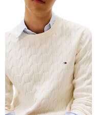TOMMY HILFIGER TH  Sweter z okrągłym dekoltem płatek kości słoniowej - Koszulki męskie - 3