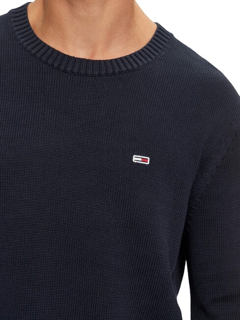TH JEANS  Bawełniany sweter z okrągłym dekoltem ciemna noc granatowa - Koszulki męskie