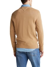 TOMMY HILFIGER TH Sweter z okrągłym dekoltem i mikrologo pł&oacute;tno safari - Koszulki męskie - 2