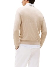 TOMMY HILFIGER TH Sweter z mieszanki lnu z okrągłym dekoltem logo z efektem poświaty / r&oacute;żowym piaskiem - Koszulki męskie - 2