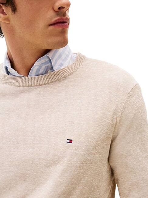 TH Sweter z mieszanki lnu z okrągłym dekoltem logo z efektem poświaty / r&oacute;żowym piaskiem - Koszulki męskie
