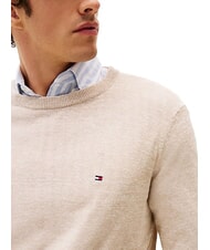 TOMMY HILFIGER TH Sweter z mieszanki lnu z okrągłym dekoltem logo z efektem poświaty / r&oacute;żowym piaskiem - Koszulki męskie - 3