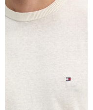 TOMMY HILFIGER TH Sweter z mieszanki lnu z okrągłym dekoltem płatek kości słoniowej - Koszulki męskie - 4