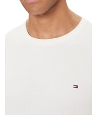 TOMMY HILFIGER TH Sweter z okrągłym dekoltem w kształcie plastra miodu płatek kości słoniowej - Koszulki męskie - 3